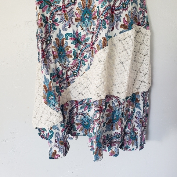 Umgee Patchwork Floral Lace Tank Top Tunic Large - Picture 3 of 6